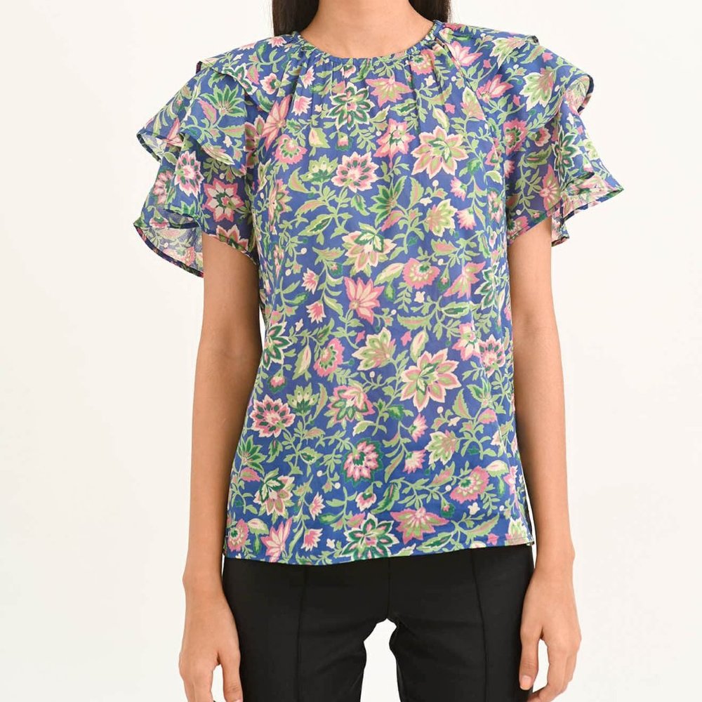 Banjanan - Andrea Top in Poppy Mallow Surf